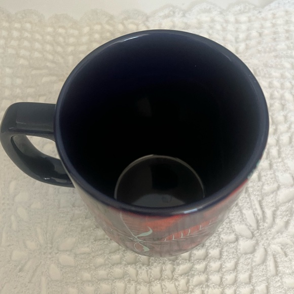 Starbucks Coffee Mug Poinsettia Tea Cup 2020 Navy Blue Holiday 12 oz. - Picture 3 of 7